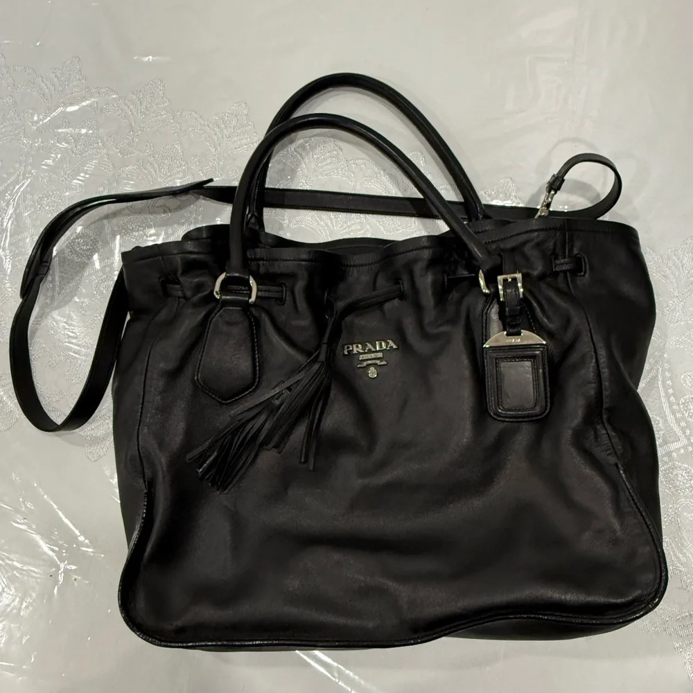 Prada Fringe Black Leather Womans Bag - Picture 3 of 9